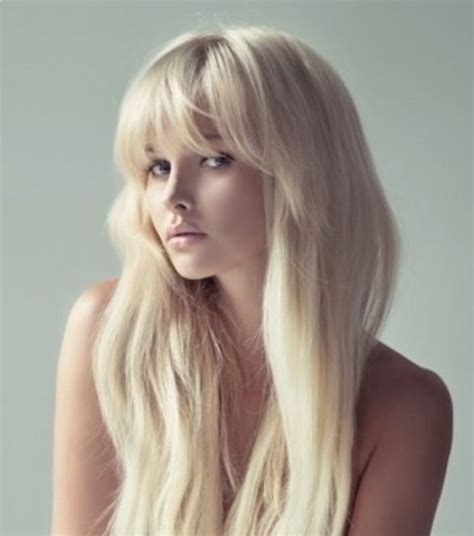 Long Blonde Hair With Wispy Full Front Bangs Great Hairstyle For