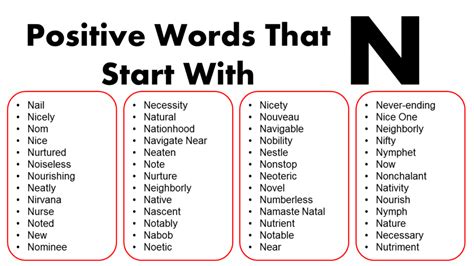 Positive Words Starting With N Grammarvocab