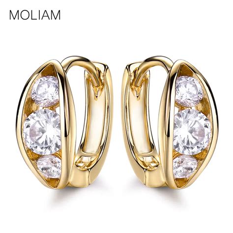 Aliexpress Com Buy MOLIAM Hoop Earrings Women Gold Color Cubic