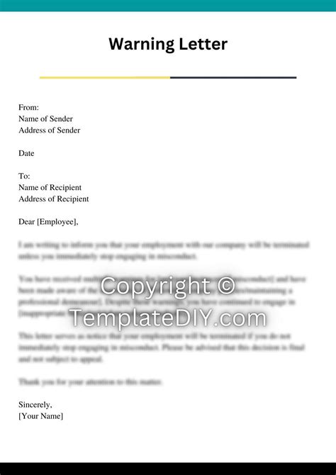 Employee Warning Letter For Misconduct Sample In Pdf And Word