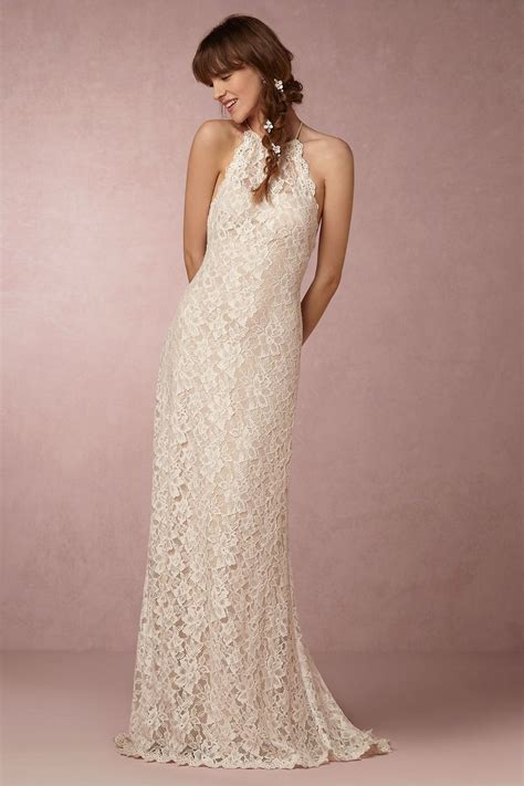 Bhldn 2016 Summer Beach Wedding Dresses With Halter Neck And Sleeveless Fully Lace Bridal Gowns