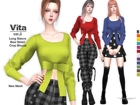 The Sims Resource Bow Crop Top By Helsoseira Sims 4 Downloads