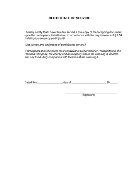 Pennsylvania Certificate Of Service Fill Out Sign Online And