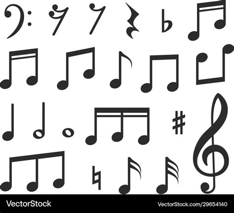 Music Notes Musical Melody Black Note Icons Vector Image