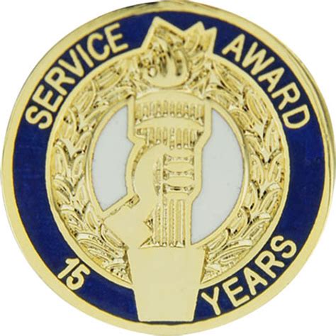 15 Years Service Award Enameled Round Pin Trophy Depot