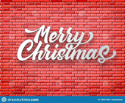 vector vrolijke kerstmis die rode bakstenen muur van letters voorzien vector illustratie