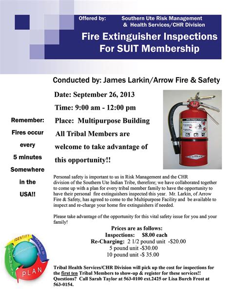 Standard fire extinguisher inspection form; The Southern Ute Drum | Fire Extinguisher Inspections
