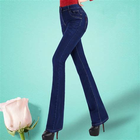 Womens Jeans High Waist Denim Flare Pants Street Vintage Ladies Flared Trousers Bell Bottom