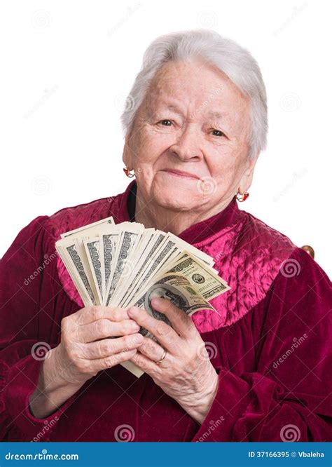 Smiling Old Woman Holding Money Royalty Free Stock Photo Image 37166395