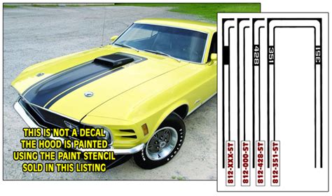 1970 Mustang Mach 1 Shaker Hood Paint Stencil Choose 4 Styles