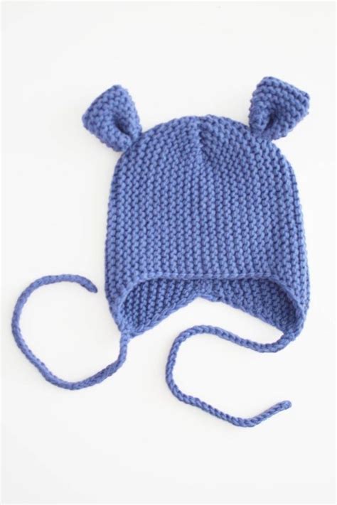 Knitted Baby Blue Hats With Ears Knitting Caps For Kid Cap For Boys