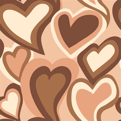 Retro Heart Brown Pattern Abstract Wallpaper Design Brown Wallpaper