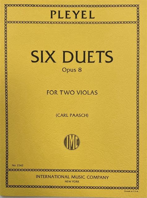 Pleyel Six Duets Opus 8 For Two Violas Imc 2542 Katyviolinshop