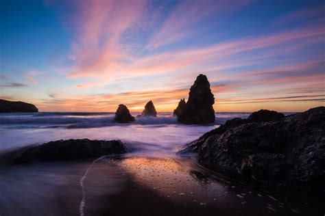 Download 6702x4468 Sunset Ocean Horizon Coast Rocks Wallpapers