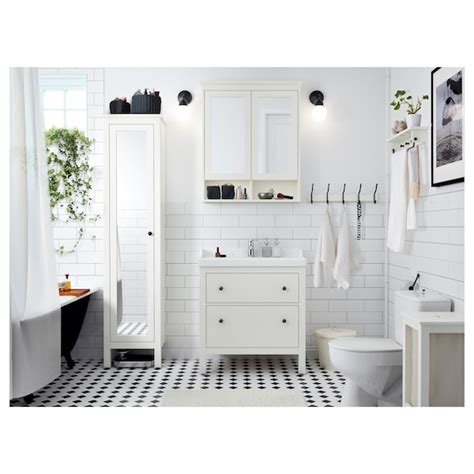 The mirror comes with safety film on the back, which reduces the risk of injury if the glass is broken. HEMNES white, Mirror cabinet with 2 doors, 83x16x98 cm - IKEA