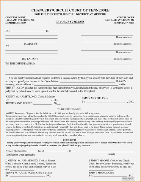 Tennessee Official Divorce Forms Universal Network