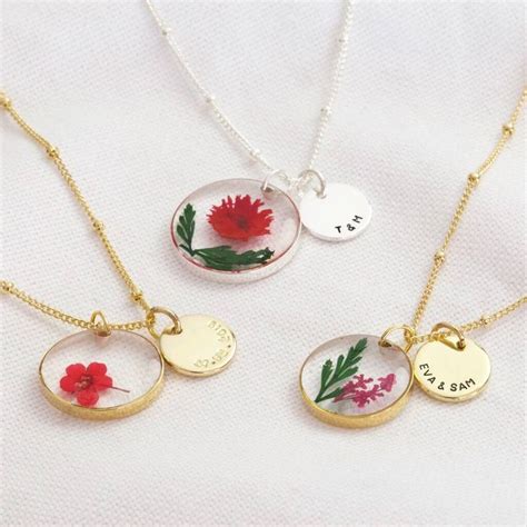 Personalised Pressed Birth Flower Necklace By Lisa Angel Flower Resin