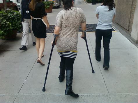 Girl On Crutches Ny Ny 2012 Check Out That Crazy Shoe O Flickr