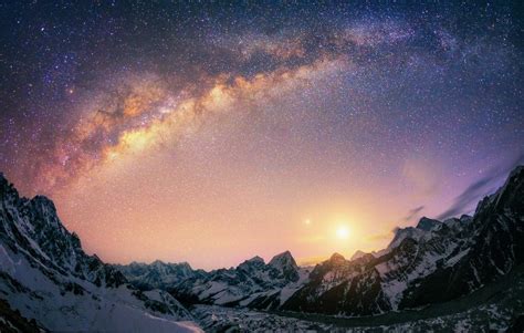 Wallpaper Sunlight Landscape Galaxy Nature Snow Long Exposure