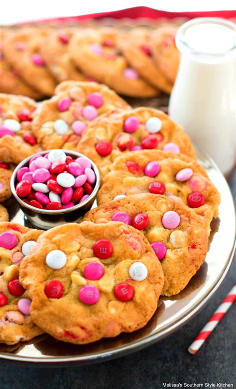 Sift the flour, baking powder, baking soda and salt into a large bowl. White Chocolate Chip M&M Valentine's Day Cookies ...
