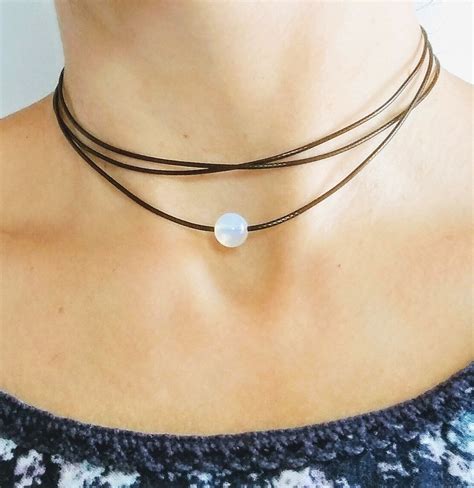 Moon Choker Necklace For Women Beaded Choker Minimalist Necklace