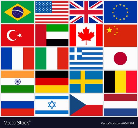 Set Of Popular Country Flags Royalty Free Vector Image