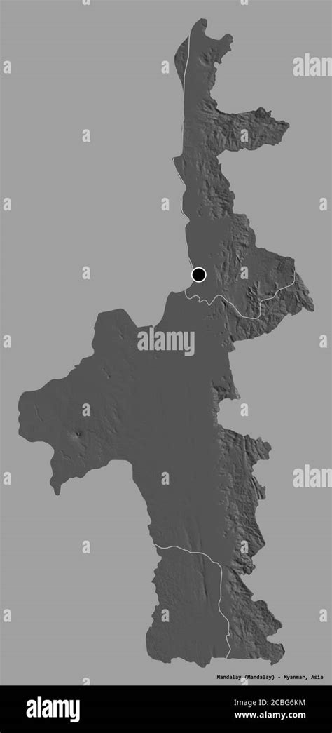 Shape Of Mandalay Division Of Myanmar With Its Capital Isolated On A