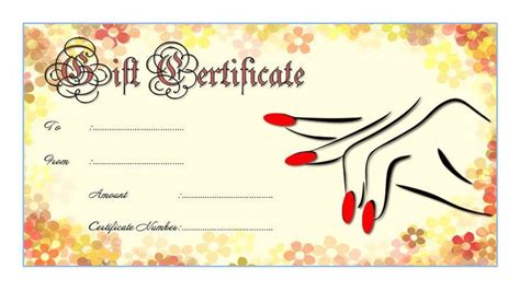 Free Printable Manicure T Certificate Template 2nd Nail Salon T