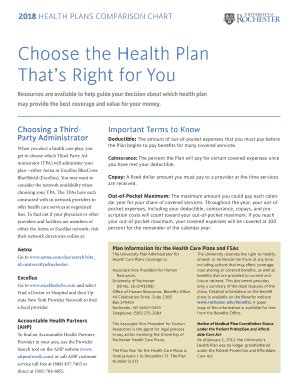 Fillable Online Health Plans Comparison Chart Fax Email Print
