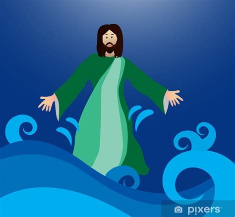 Vinilo Pixerstick Jesús Camina Sobre El Agua Pixerses
