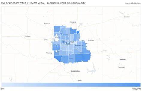 Highest Median Household Income In Oklahoma City By Zip Code Zip Atlas
