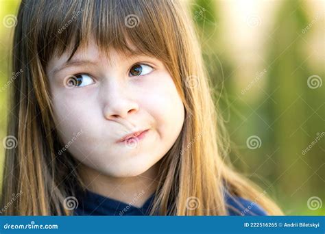 Pensive Cute Brunette Girl In Park Stock Image Image Of Frustration Emotion 222516265