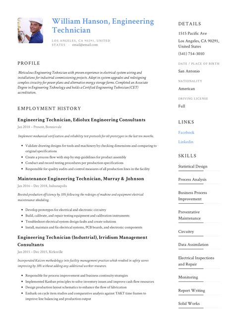 Engineering Technician Resume And Writing Guide 12 Templates 2019