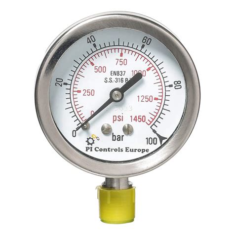 Buy Pi Controls Europe Full Stainless Steel Pressure Gauge Dial Size