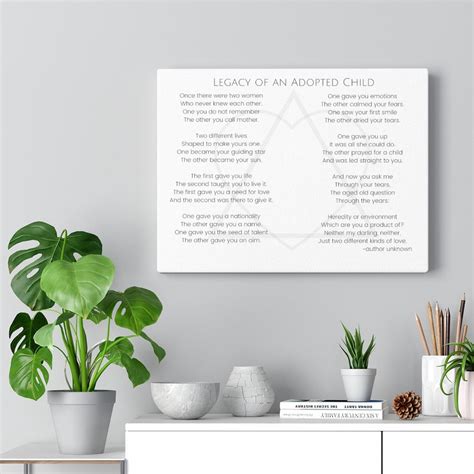 Canvas Gallery Wraps Legacy Of An Adopted Child Poem Etsy