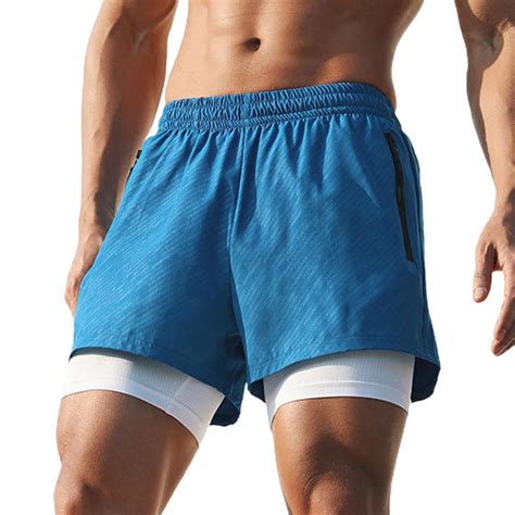 summer men s 2 in 1 running shorts 2021 with pockets compression liner gym training fitness