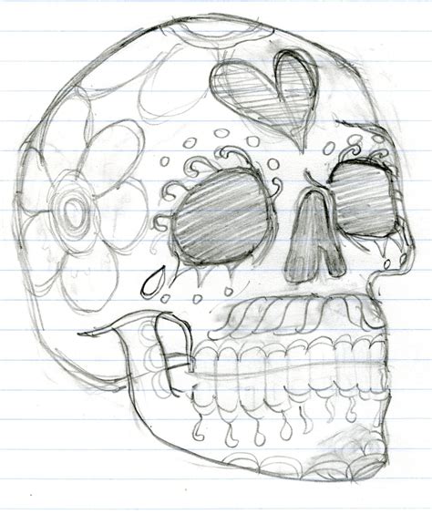 Day Of The Dead Skull Sketch Skeleton Dougs Stuff Pinterest