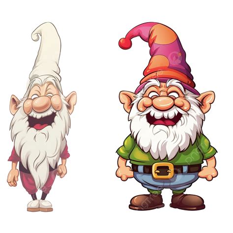 Funny Gnome Cartoon Gnome Laughing Cartoon Gnome Drawing Illustration