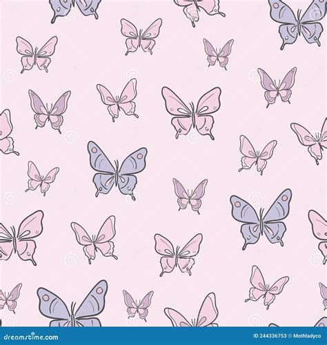 Pastel Butterfly Seamless Repeat Pattern Design Stock Vector