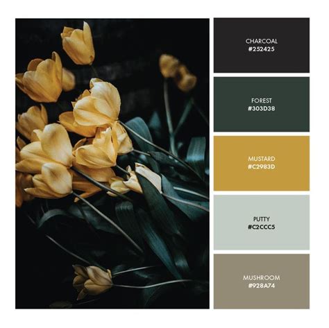 Brand Color Palette Inspiration Gray Mustard Yellow Green Neutral