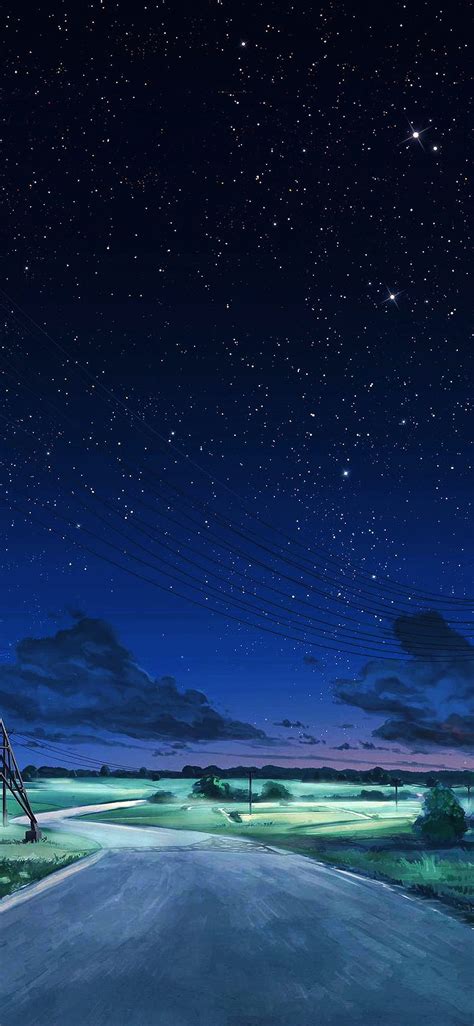 Iphone X Arseniy Chebynkin Night Sky Star Blue Illustration Art Anime
