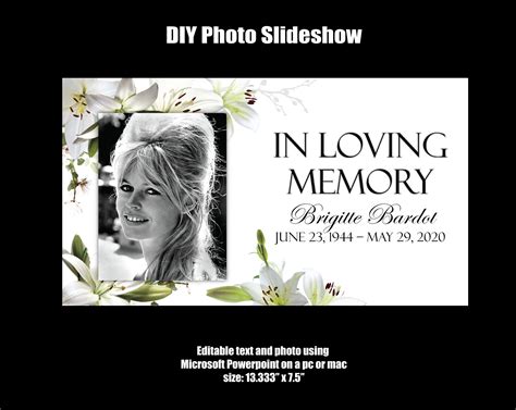 Diy Memorial Photo Slideshow Powerpoint White Lily Funeral Etsy
