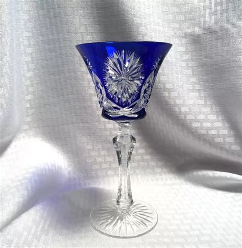 Bohemian Cobalt Blue Cut To Clear Crystal Champagne Flutes Glasses Set Of 6 21900 Picclick