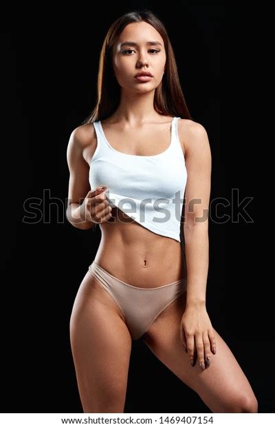 Sexy Attractive Slim Fitness Woman Shows Shutterstock
