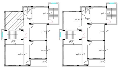 X Autocad House Ground And First Floor Plan Drawing Dwg Cadbull My
