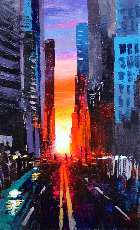 Abstract Sunset Cityscape Painting Easy Abstract Painting Tutorial