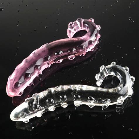 Pink White Hippocampus Tentacle Textured Sensual Glass Dildo Realistic Dildo Adults Butt Plug