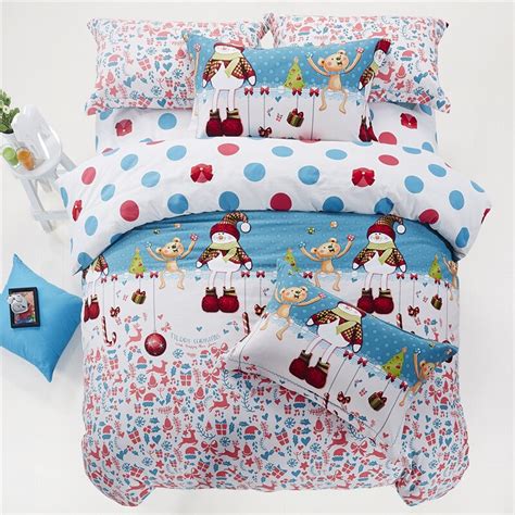Kids Christmas Bedding Set King Queen Twin Size Cartoon Duvet Cover Bed