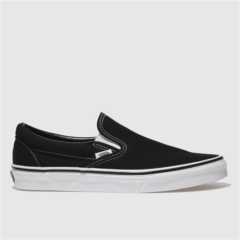 Mens Black And White Vans Classic Slip On Trainers Schuh