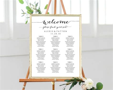 Welcome Seating Chart Find Your Seat Wedding Seating Chart Etsy